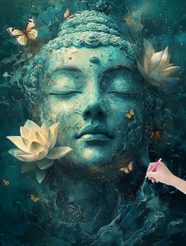 Diamond Painting Erwachsene Zen, DIY Lotus Diamond Painting Eckige Steine Set, Diamant Kunst Bilder für Anfänger, Diamant Malerei Bastelset Erwachsene für Zimmer Wand Deko, Geschenke, 90x120 cm, L-59 von JIAGUANG