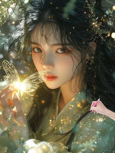 Diamond Painting Frau, DIY Diamant Painting Bilder Fantasy für Erwachsene Anfänger, Vollbohrer Diamant Malerei Eckige Steine als Geschenke Weihnachten, Bastelset Erwachsene für Wanddeko 50x70 cm, L-22 von JIAGUANG