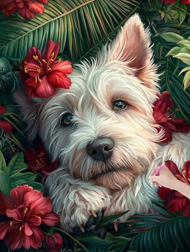 Diamond Painting Hund, DIY Diamant Painting Bilder Blumen für Erwachsene Anfänger, Vollbohrer Diamant Malerei Eckige Steine als Geschenke Weihnachten, Bastelset Erwachsene für Wanddeko, 30x40 cm, V-78 Diamond Painting Hund, DIY Diamant Painting Bilder Blumen für Erwachsene Anfänger, Vollbohrer Diamant Malerei Eckige Steine als Geschenke Weihnachten, Bastelset Erwachsene für Wanddeko, 30x40 cm, V-78 von JIAGUANG