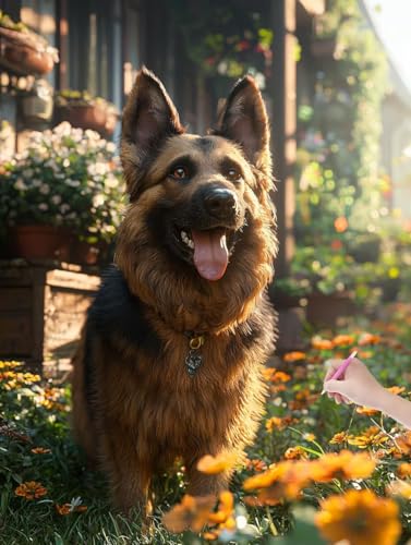 Diamond Painting Hund, DIY Diamant Painting Bilder Blumen für Erwachsene Anfänger, Vollbohrer Diamant Malerei Eckige Steine als Geschenke Weihnachten, Bastelset Erwachsene für Wanddeko, 50x70 cm, L-60 von JIAGUANG