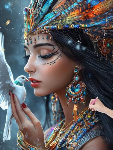 Diamond Painting Indisch, DIY Diamant Painting Bilder Frau für Erwachsene Anfänger, Vollbohrer Diamant Malerei Eckige Steine als Geschenke Weihnachten, Diamond Bastelset für Wanddeko 90x120 cm, L-46 von JIAGUANG