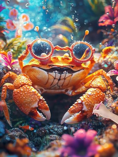 Diamond Painting Krabbe, DIY Diamant Painting Bilder Tiere für Erwachsene Anfänger, Vollbohrer Diamant Malerei Eckige Steine als Geschenke Weihnachten, Bastelset Erwachsene für Wanddeko 50x70 cm, K-94 von JIAGUANG