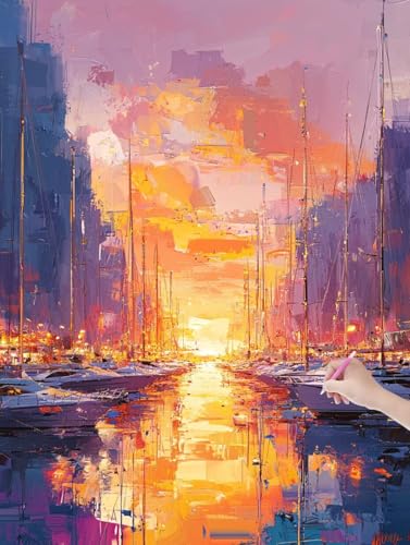 Diamond Painting Landschaft, DIY Diamant Painting Bilder Abstrakt für Erwachsene Anfänger, Vollbohrer Diamant Malerei Eckige Steine als Geschenke Weihnachten, Bastelset für Wanddeko, 50x70 cm, L-66 von JIAGUANG