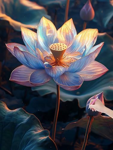 Diamond Painting Lotus, DIY Diamant Painting Bilder Blumen für Erwachsene Anfänger, Vollbohrer Diamant Malerei Eckige Steine als Geschenke Weihnachten, Bastelset Erwachsene für Wanddeko 60x80 cm, L-70 Diamond Painting Lotus, DIY Diamant Painting Bilder Blumen für Erwachsene Anfänger, Vollbohrer Diamant Malerei Eckige Steine als Geschenke Weihnachten, Bastelset Erwachsene für Wanddeko 60x80 cm, L-70 von JIAGUANG