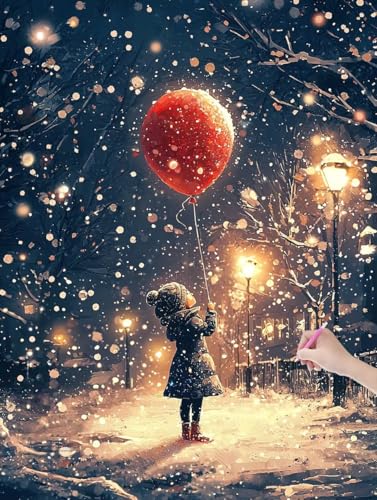 Diamond Painting Mädchen, DIY Diamant Painting Bilder Winter für Erwachsene Anfänger, Vollbohrer Diamant Malerei Eckige Steine als Geschenke Weihnachten, Diamond Bastelset für Wanddeko 50x70 cm, K-90 von JIAGUANG