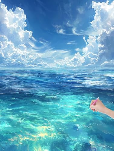 Diamond Painting Meer, DIY Diamant Painting Bilder Sommer für Erwachsene Anfänger, Vollbohrer Diamant Malerei Eckige Steine als Geschenke Weihnachten, Bastelset Erwachsene für Wanddeko, 50x70 cm, K-84 von JIAGUANG