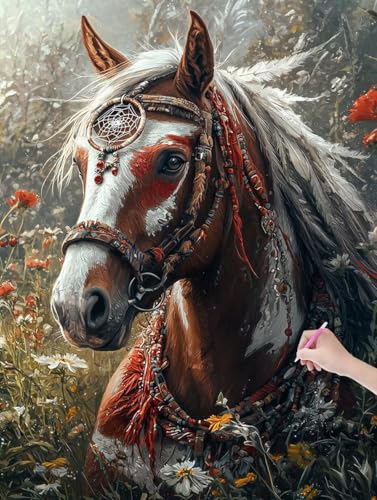 Diamond Painting Pferd, DIY Diamant Painting Bilder Tiere für Erwachsene Anfänger, Vollbohrer Diamant Malerei Eckige Steine als Geschenke Weihnachten, Bastelset Erwachsene für Wanddeko, 40x50 cm, L-12 Diamond Painting Pferd, DIY Diamant Painting Bilder Tiere für Erwachsene Anfänger, Vollbohrer Diamant Malerei Eckige Steine als Geschenke Weihnachten, Bastelset Erwachsene für Wanddeko, 40x50 cm, L-12 von JIAGUANG