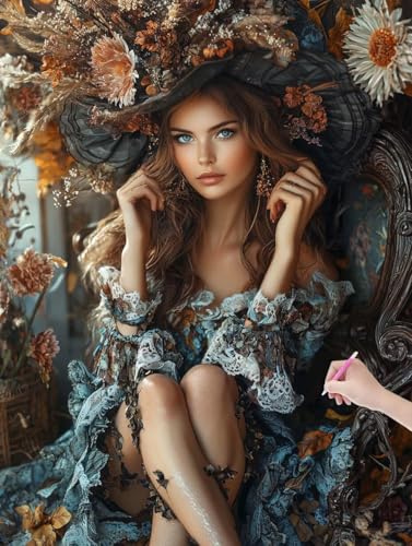 Diamond Painting Retro, DIY Diamant Painting Bilder Frau für Erwachsene Anfänger, Vollbohrer Diamant Malerei Eckige Steine als Geschenke Weihnachten, Bastelset Erwachsene für Wanddeko, 50x70 cm, L-20 von JIAGUANG