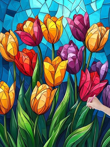 Diamond Painting Tulpe, DIY Diamant Painting Bilder Abstrakt für Erwachsene Anfänger, Vollbohrer Diamant Malerei Eckige Steine als Geschenke Weihnachten, Diamond Bastelset für Wanddeko 30x40 cm, V-96 Diamond Painting Tulpe, DIY Diamant Painting Bilder Abstrakt für Erwachsene Anfänger, Vollbohrer Diamant Malerei Eckige Steine als Geschenke Weihnachten, Diamond Bastelset für Wanddeko 30x40 cm, V-96 von JIAGUANG