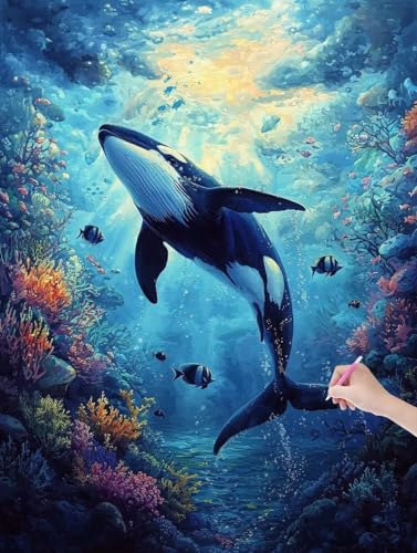 Diamond Painting Wal, DIY Diamant Painting Bilder Tiere für Erwachsene Anfänger, Vollbohrer Diamant Malerei Eckige Steine als Geschenke Weihnachten, Bastelset Erwachsene für Wanddeko, 40x50 cm, V-52 Diamond Painting Wal, DIY Diamant Painting Bilder Tiere für Erwachsene Anfänger, Vollbohrer Diamant Malerei Eckige Steine als Geschenke Weihnachten, Bastelset Erwachsene für Wanddeko, 40x50 cm, V-52 von JIAGUANG
