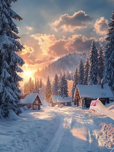 Diamond Painting Winter, DIY Diamant Painting Bilder Landschaft für Erwachsene Anfänger, Vollbohrer Diamant Malerei Eckige Steine als Geschenke Weihnachten, Bastelset für Wanddeko, 30x40 cm, K-60 Diamond Painting Winter, DIY Diamant Painting Bilder Landschaft für Erwachsene Anfänger, Vollbohrer Diamant Malerei Eckige Steine als Geschenke Weihnachten, Bastelset für Wanddeko, 30x40 cm, K-60 von JIAGUANG