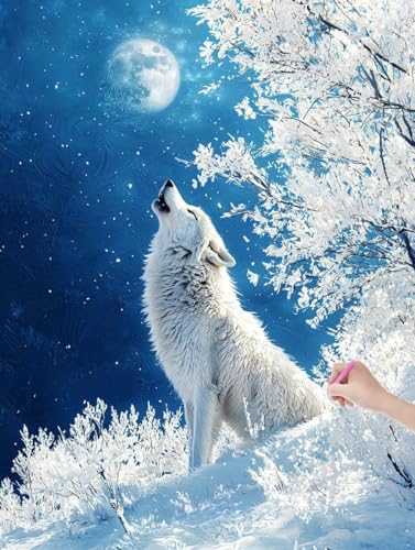 Diamond Painting Wolf, DIY Diamant Painting Bilder Landschaft für Erwachsene Anfänger, Vollbohrer Diamant Malerei Eckige Steine als Geschenke Weihnachten, Diamond Bastelset für Wanddeko 50x70 cm, V-84 Diamond Painting Wolf, DIY Diamant Painting Bilder Landschaft für Erwachsene Anfänger, Vollbohrer Diamant Malerei Eckige Steine als Geschenke Weihnachten, Diamond Bastelset für Wanddeko 50x70 cm, V-84 von JIAGUANG