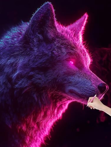 Diamond Painting Wolf, DIY Diamant Painting Bilder Tiere für Erwachsene Anfänger, Vollbohrer Diamant Malerei Eckige Steine als Geschenke Weihnachten, Bastelset Erwachsene für Wanddeko, 50x70 cm, K-80 von JIAGUANG