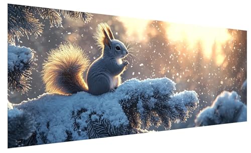Diamond Painting XXL Schnee, Diamond Painting Bilder Erwachsene Tier, 5D DIY Full Drill Kristall Strass Mosaikherstellung Bastelset für Deko Wohnzimmer Wanddeko, Geschenke für Frauen 250x100cm H-69 von JIAGUANG