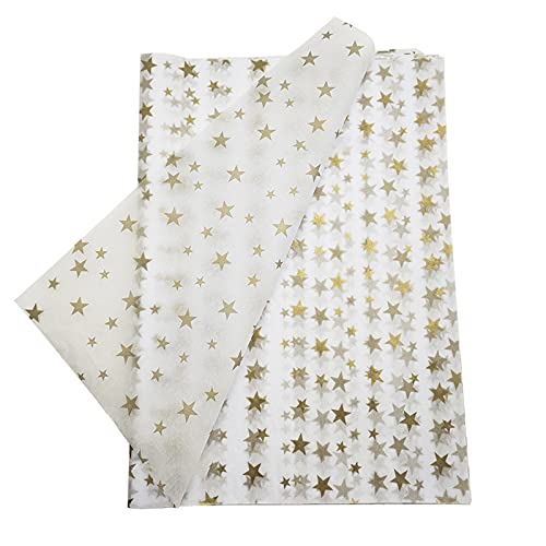 JIAHU 50 Blatt Seidenpapier mit Sternen-Motiv, Geschenkpapier, Golddruck, Geburtstagsparty JIAHU 50 Blatt Seidenpapier mit Sternen-Motiv, Geschenkpapier, Golddruck, Geburtstagsparty von JIAHU
