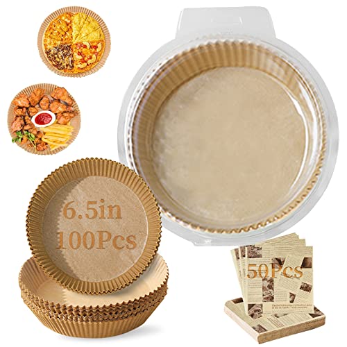 Luftfritteusen-Einlagen, 100 Stück, 16 cm und 50 Stück, lebensmittelechtes Geschenkpapier, antihaftbeschichtet, Einweg-Papiereinlage, öldicht, wasserdicht, lebensmittelecht, fettdichtes Papier von JIAHU