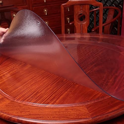 Maßgeschneiderte runde Tischdecke aus weichem PVC Transparent matt, Wasserdicht, ölfest, hitzebeständig für Rundtisch, Gartentisch, Esstisch, Couchtisch Maßgeschneiderte runde Tischdecke aus weichem PVC Transparent matt, Wasserdicht, ölfest, hitzebeständig für Rundtisch, Gartentisch, Esstisch, Couchtisch von JIAJUTUI001