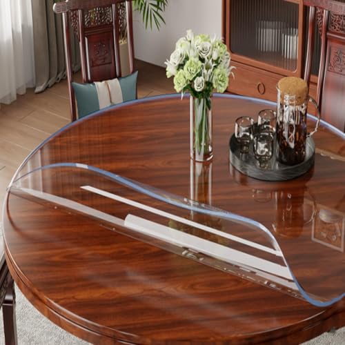 Runde Transparente Tischdecke aus PVC Wasserfeste, Ölfeste & Hitzebeständige Tischunterlage für Tischschutzmatte für Küche, Esszimmer, Büro,Leicht zu Reinigen von JIAJUTUI001
