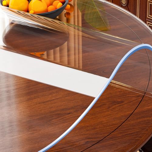 Transparente runde Tischfolie 2 mm stark,Klare Schutzfolie für Tische, rutschfest & einfach zu reinigen für Garten/Esszimmer/Büro von JIAJUTUI001