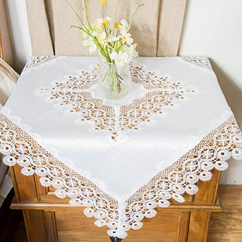 JIALIANG Spitze Tischdecke - Waschbares Öltuch Tischtuch Öltuch Tischtuch Wachs Tischtuch， Eine Vielzahl von Größen und Farben sind verfügbar，Drinnen und draußen，,Weiß，110x110cm von JIALIANG