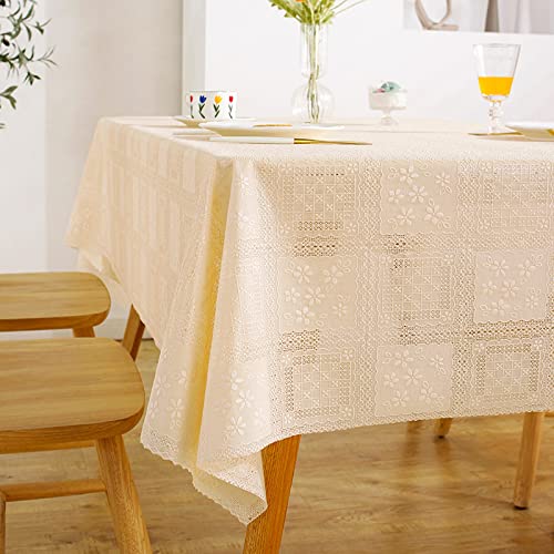 JIALIANG Tablecloth beige 120x180cm Waschbare PVC-Tischdecke, wasserdicht, Linoleum, pflegeleicht, verschleißfest von JIALIANG
