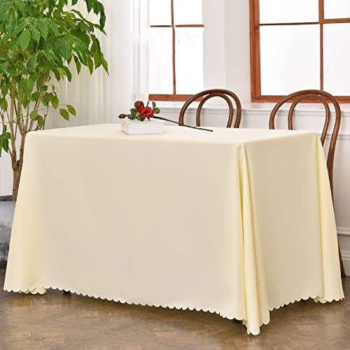 JIALIANG Tischdecke, Leinenoptik, Stoff mit Lotusblatteffekt, Nicht eiserne Tischdecke gegen Verschmutzung,Beige,200x300cm von JIALIANG