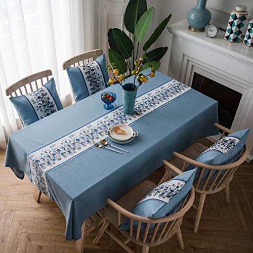 JIALIANG Tischdecke Abwaschbar Tischwäsche Wasserabweisend Tischtücher Lotuseffekt Eckig viele Größe Farbe wählbar,Blau,Kissenbezug 45x45cm/4Stk von JIALIANG