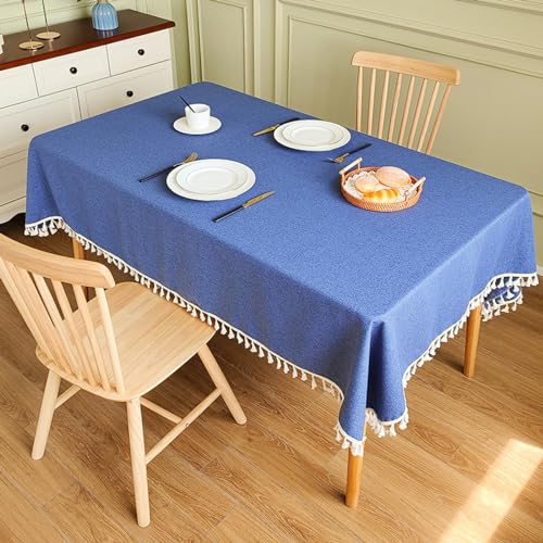JIALIANG Tischdecke Blau 80x120cm tischdecke leinen Gartentischdecke Fleckschutz Pflegeleicht Abwaschbar Schmutzabweisend Table Cloth für Küche, Esstisch, Couchtisch, Parteien, Abendessen von JIALIANG