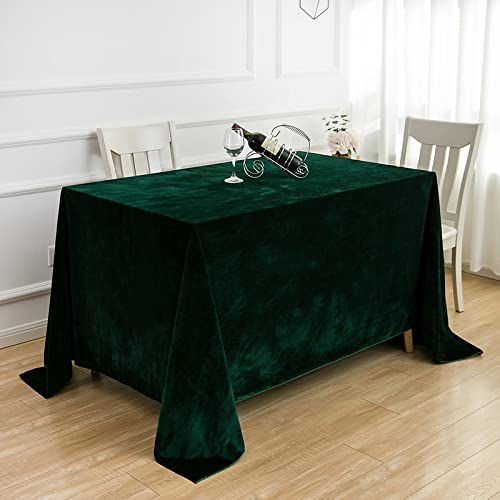 JIALIANG Tischdecke aus Samt - Tischdecke Tischtuch Leinendecke Leinen Optik Lotuseffekt Fleckschutz pflegeleicht abwaschbar schmutzabweisend Farbe & Größe wählbar Eckig,dunkelgrün,160x100cm von JIALIANG
