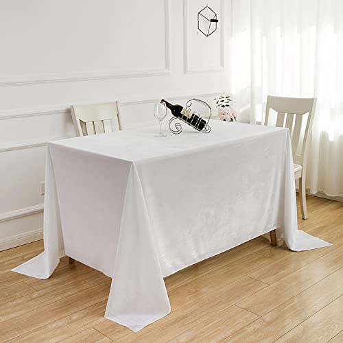 JIALIANG Tischdecke aus Samt - Tischdecke Wachstuch abwaschbar Wachstuchtischdecke Wachstischdecke,Weiß,160x320cm von JIALIANG