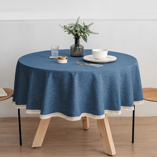 JIALIANG Tischtuch Rund Wasserabweisend Tischwäsche 160 cm Leinenoptik Tischdecke Abwaschbar Lotuseffekt für Esszimmer, Garten, Party dunkelblau JIALIANG Tischtuch Rund Wasserabweisend Tischwäsche 160 cm Leinenoptik Tischdecke Abwaschbar Lotuseffekt für Esszimmer, Garten, Party dunkelblau von JIALIANG