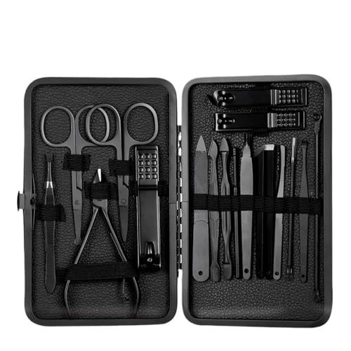 JIANBOHAIRS Manicure, Pedicure Kit, Pflegeset Maniküre-/Pediküre-Set, Schere, Pinzette, Nagelwerkzeug-Set mit schwarzem Nagelknipser, Cutter, Trimmer, Ohrstöpsel aus Edelstahl JIANBOHAIRS Manicure, Pedicure Kit, Pflegeset Maniküre-/Pediküre-Set, Schere, Pinzette, Nagelwerkzeug-Set mit schwarzem Nagelknipser, Cutter, Trimmer, Ohrstöpsel aus Edelstahl von JIANBOHAIRS