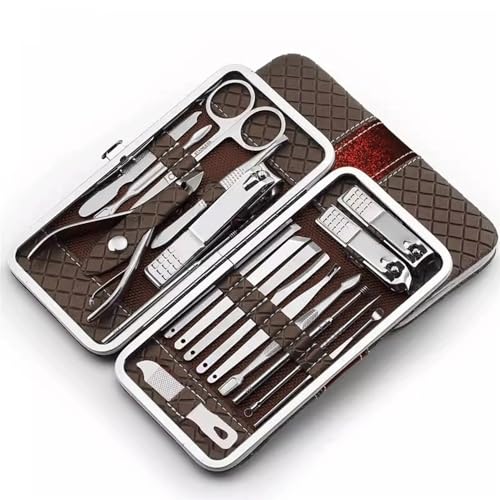 JIANBOHAIRS Maniküre-Werkzeug-Set for Erwachsene, Körperpflege, Pediküre, Messer, Nagelknipser, Set for Zuhause, Nagelknipser, Zange(Brown) von JIANBOHAIRS