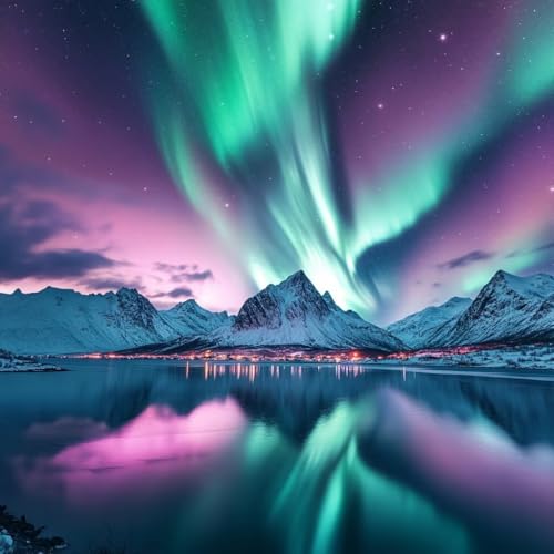 Diamond Painting Aurora Diamant Painting Bilder Erwachsene Landschaft Crystal Art Set, DIY 5D Runder Vollbohrer Diamanten Malerei Stickerei Kreuzstich Kunst für Deko Wohnzimmer Geschenke 50x50 cm C-8 Diamond Painting Aurora Diamant Painting Bilder Erwachsene Landschaft Crystal Art Set, DIY 5D Runder Vollbohrer Diamanten Malerei Stickerei Kreuzstich Kunst für Deko Wohnzimmer Geschenke 50x50 cm C-8 von JIANFREY