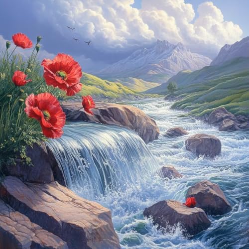 Diamond Painting Blume Diamant Painting Bilder Erwachsene Fluss Crystal Art Set, DIY 5D Runder Vollbohrer Diamanten Malerei Stickerei Kreuzstich Kunst Handwerk, Deko Wohnzimmer Geschenke 70x70 cm R-0 Diamond Painting Blume Diamant Painting Bilder Erwachsene Fluss Crystal Art Set, DIY 5D Runder Vollbohrer Diamanten Malerei Stickerei Kreuzstich Kunst Handwerk, Deko Wohnzimmer Geschenke 70x70 cm R-0 von JIANFREY