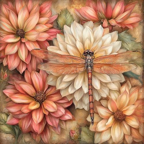 Diamond Painting Blume Diamant Painting Bilder Erwachsene Libelle Crystal Art Set, DIY 5D Runder Vollbohrer Diamanten Malerei Stickerei Kreuzstich Kunst für Deko Wohnzimmer Geschenke 40x40 cm T-6 Diamond Painting Blume Diamant Painting Bilder Erwachsene Libelle Crystal Art Set, DIY 5D Runder Vollbohrer Diamanten Malerei Stickerei Kreuzstich Kunst für Deko Wohnzimmer Geschenke 40x40 cm T-6 von JIANFREY