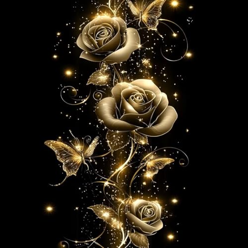 Diamond Painting Blume Diamant Painting Bilder Erwachsene Rose Crystal Art Set, DIY 5D Runder Vollbohrer Diamanten Malerei Stickerei Kreuzstich Kunst Handwerk, Deko Wohnzimmer Geschenke 30x30 cm A-8 von JIANFREY