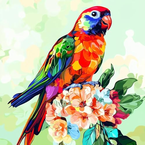 Diamond Painting Blume Diamant Painting Bilder Erwachsene Vogel Crystal Art Set, DIY 5D Runder Vollbohrer Diamanten Malerei Stickerei Kreuzstich Kunst Handwerk, Deko Wohnzimmer Geschenke 90x90 cm X-2 von JIANFREY
