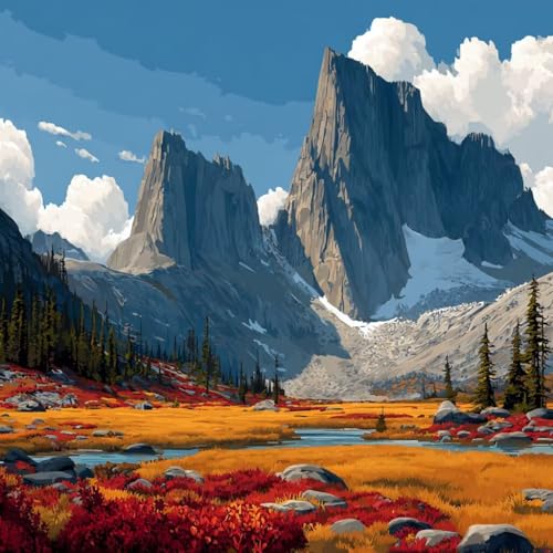 Diamond Painting Erwachsene Berg, Diamant Painting Bilder Landschaft, 5D Diamond Art Eckige Steine, DIY Strass Stickerei Kreuzstich Bastelset für Zimmer Wanddeko, Geschenke für Frauen 90x90 cm L-6 von JIANFREY