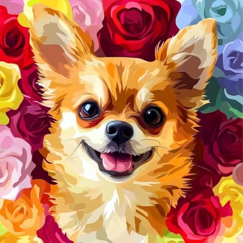 Diamond Painting Erwachsene Blume, Diamant Painting Bilder Hund, 5D Diamond Art Eckige Steine, DIY Strass Stickerei Kreuzstich Kunst Bastelset für Zimmer Wanddeko, Geschenke für Frauen 45x45 cm K-8 Diamond Painting Erwachsene Blume, Diamant Painting Bilder Hund, 5D Diamond Art Eckige Steine, DIY Strass Stickerei Kreuzstich Kunst Bastelset für Zimmer Wanddeko, Geschenke für Frauen 45x45 cm K-8 von JIANFREY