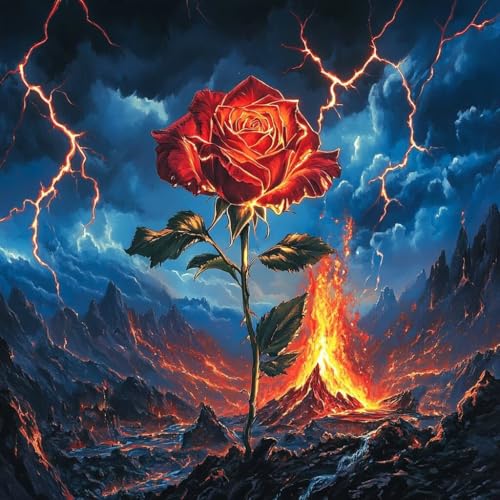 Diamond Painting Erwachsene Blume, Diamant Painting Bilder Rose, 5D Diamond Art Eckige Steine, DIY Strass Stickerei Kreuzstich Kunst Bastelset für Zimmer Wanddeko, Geschenke für Frauen 60x60 cm F-1 von JIANFREY
