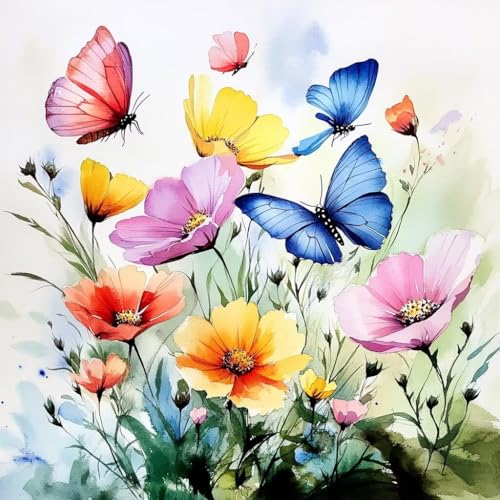 Diamond Painting Erwachsene Blume, Diamant Painting Bilder Schmetterling, 5D Diamond Art Eckige Steine, DIY Strass Stickerei Kreuzstich Kunst für Zimmer Wanddeko, Geschenke für Frauen 80x80 cm K-3 Diamond Painting Erwachsene Blume, Diamant Painting Bilder Schmetterling, 5D Diamond Art Eckige Steine, DIY Strass Stickerei Kreuzstich Kunst für Zimmer Wanddeko, Geschenke für Frauen 80x80 cm K-3 von JIANFREY