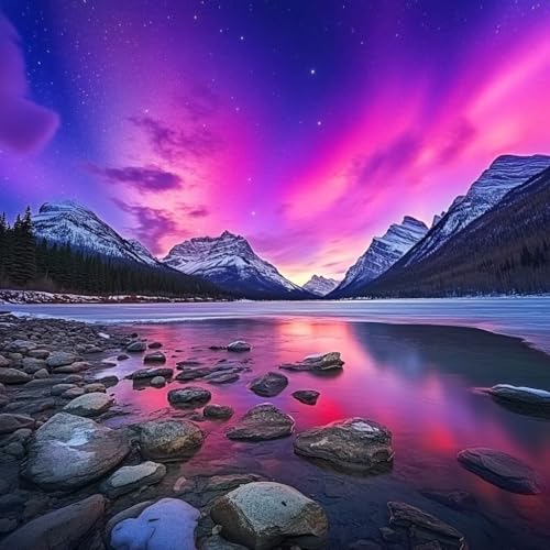 Diamond Painting Erwachsene Landschaft, Diamant Painting Bilder Berg, 5D Diamond Art Eckige Steine, DIY Strass Stickerei Kreuzstich Bastelset für Zimmer Wanddeko, Geschenke für Frauen 90x90 cm E-5 von JIANFREY