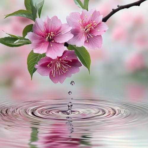 Diamond Painting Erwachsene Landschaft, Diamant Painting Bilder Blume, 5D Diamond Art Eckige Steine, DIY Strass Stickerei Kreuzstich Bastelset für Zimmer Wanddeko, Geschenke für Frauen 90x90 cm V-6 von JIANFREY