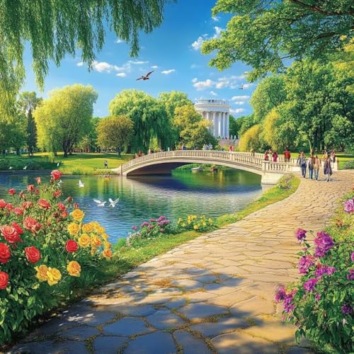 Diamond Painting Erwachsene Landschaft, Diamant Painting Bilder Garten, 5D Diamond Art Eckige Steine, DIY Strass Stickerei Kreuzstich Bastelset für Zimmer Wanddeko, Geschenke für Frauen 90x90 cm Y-7 von JIANFREY