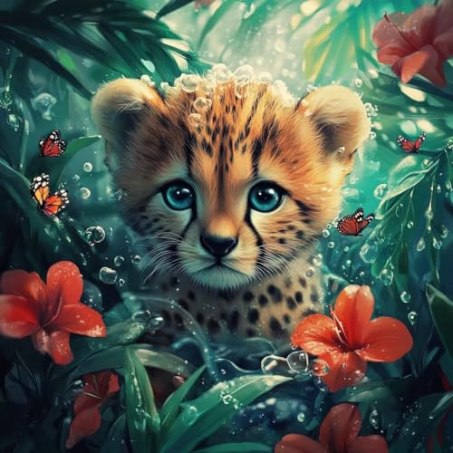 Diamond Painting Erwachsene Leopard, Diamant Painting Bilder Tier, 5D Diamond Art Eckige Steine, DIY Strass Stickerei Kreuzstich Kunst Bastelset für Zimmer Wanddeko, Geschenke für Frauen 35x35 cm E-1 Diamond Painting Erwachsene Leopard, Diamant Painting Bilder Tier, 5D Diamond Art Eckige Steine, DIY Strass Stickerei Kreuzstich Kunst Bastelset für Zimmer Wanddeko, Geschenke für Frauen 35x35 cm E-1 von JIANFREY