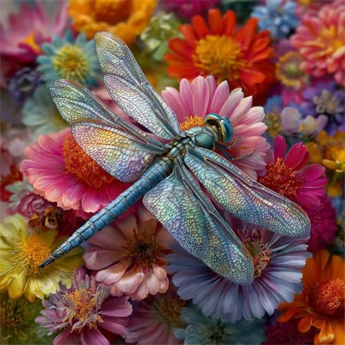 Diamond Painting Erwachsene Libelle, Diamant Painting Bilder Blume, 5D Diamond Art Eckige Steine, DIY Strass Stickerei Kreuzstich Kunst Bastelset für Zimmer Wanddeko, Geschenke für Frauen 40x40 cm W-0 Diamond Painting Erwachsene Libelle, Diamant Painting Bilder Blume, 5D Diamond Art Eckige Steine, DIY Strass Stickerei Kreuzstich Kunst Bastelset für Zimmer Wanddeko, Geschenke für Frauen 40x40 cm W-0 von JIANFREY