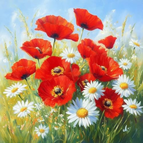 Diamond Painting Erwachsene Mohn, Diamant Painting Bilder Blume, 5D Diamond Art Eckige Steine, DIY Strass Stickerei Kreuzstich Kunst Bastelset für Zimmer Wanddeko, Geschenke für Frauen 80x80 cm L-3 Diamond Painting Erwachsene Mohn, Diamant Painting Bilder Blume, 5D Diamond Art Eckige Steine, DIY Strass Stickerei Kreuzstich Kunst Bastelset für Zimmer Wanddeko, Geschenke für Frauen 80x80 cm L-3 von JIANFREY