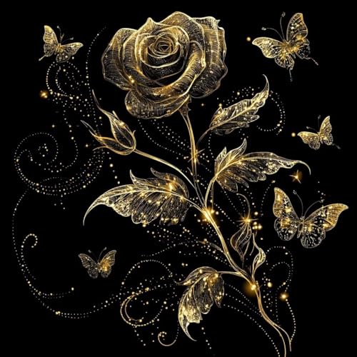 Diamond Painting Erwachsene Rose, Diamant Painting Bilder Blume, 5D Diamond Art Eckige Steine, DIY Strass Stickerei Kreuzstich Kunst Bastelset für Zimmer Wanddeko, Geschenke für Frauen 90x90 cm X-9 von JIANFREY
