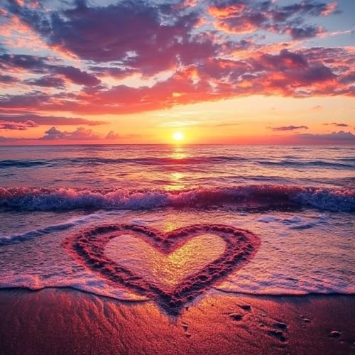 Diamond Painting Erwachsene Sonnenuntergang, Diamant Painting Bilder Meer, 5D Diamond Art Eckige Steine, DIY Strass Stickerei Kreuzstich Kunst für Zimmer Wanddeko, Geschenke für Frauen 60x60 cm Z-4 von JIANFREY